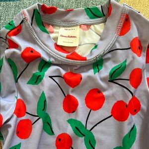 Hanna Andersson Cherry Print long sleeve swim top size 4